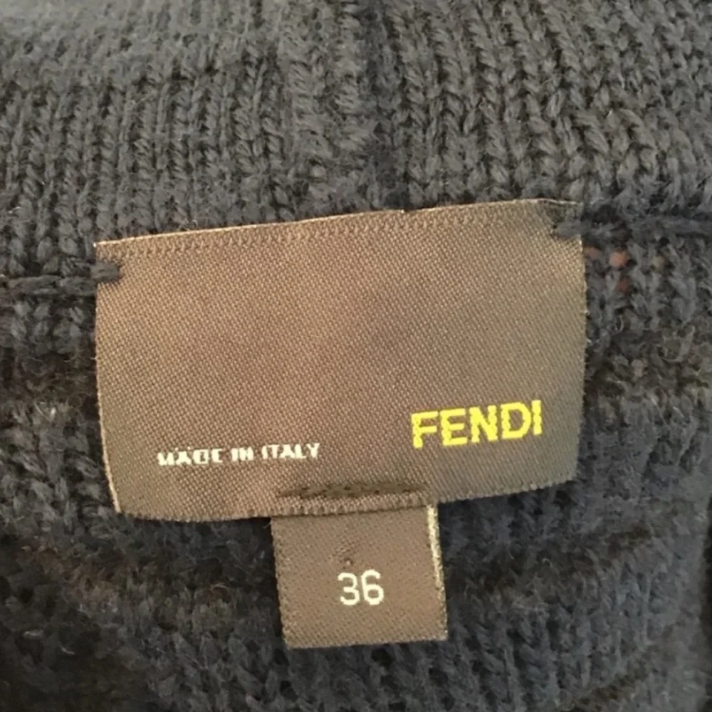 Fendi Cardigan Sweater Ribbed Cashmere Wool Knit
